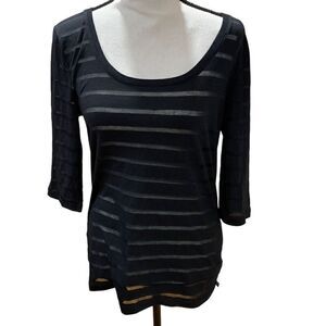 Victoria’s Secret Tee-Shirt, Sexy, Black, Narrow Transparent Stripes‎